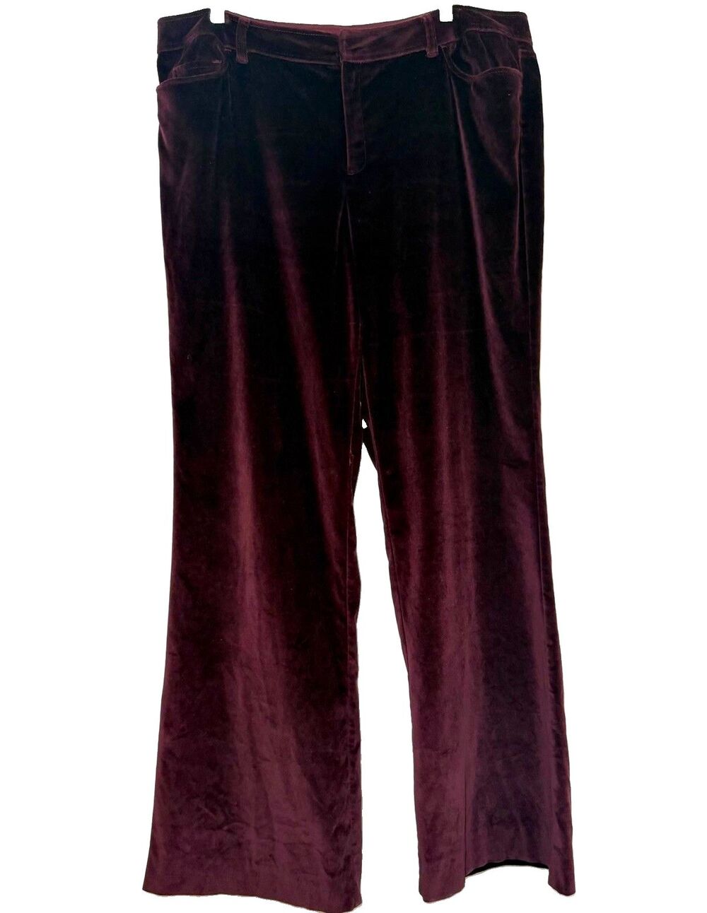 Lafayette 148 NY Velveteen Pants 14 Burgundy Mid Rise Straight Wide Leg